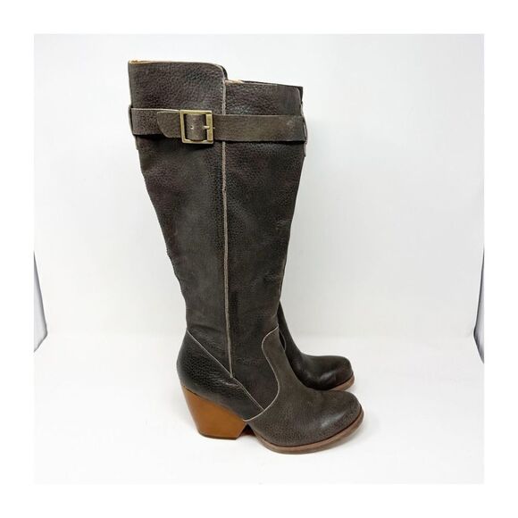 Korks Women's Riding Equestrian Long Peebled Black Buckle Boots Size 7 1/2M - Picture 1 of 9